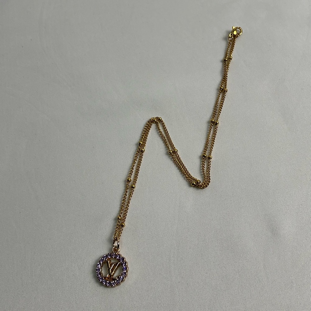 Louis Vuitton Gold Purple Pendant Necklace